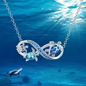 1pc Gifts Box Infinity Ocean Series High-Quality Sea Turtle Stainless Steel Chain, Women's Necklace Suitable for Matching with Women's Gifts