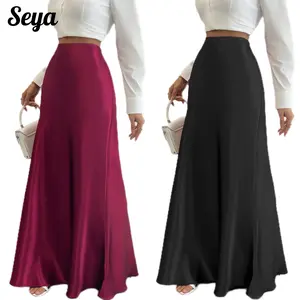Seya Women's  Elegant Solid Color Skirt,Flared Skirt Design Versatile Fashion Bottoms Comfort Fabric for Office & Night Out, Classic Black Essential for Party Wedding Guest