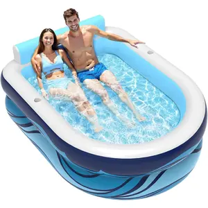 Inflatable Pool for Adults and Kids with Seats/Cup Holders, Large Thickened Cool Swimming Pool, Family Summer Blow Up Water Pool for Outdoor, Water Party, Garden SPA Tub