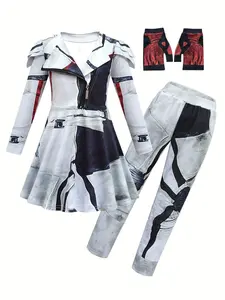 3-Piece Descendants Dress Set, Starlight Dress + Gloves + Personalized Pants, Perfect for Girls' Halloween, Christmas, Easter Cosplay
