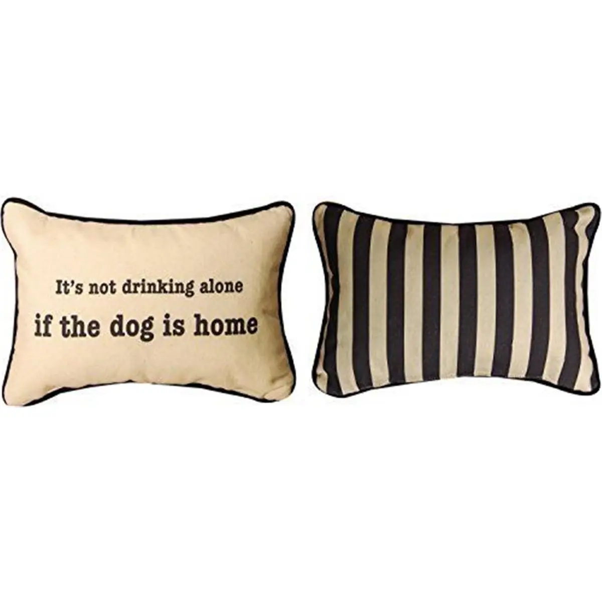 212 MAIN Martha’s Mutts Themed Woven Poly-Cotton Fabric Dog Pillow (12.5"x8.5") - Dye Sublimation Print, "It's Not Drinking Alone if the Dog" Design, Pet Bedding & Soft Textile Furnishing, Woven Fabric