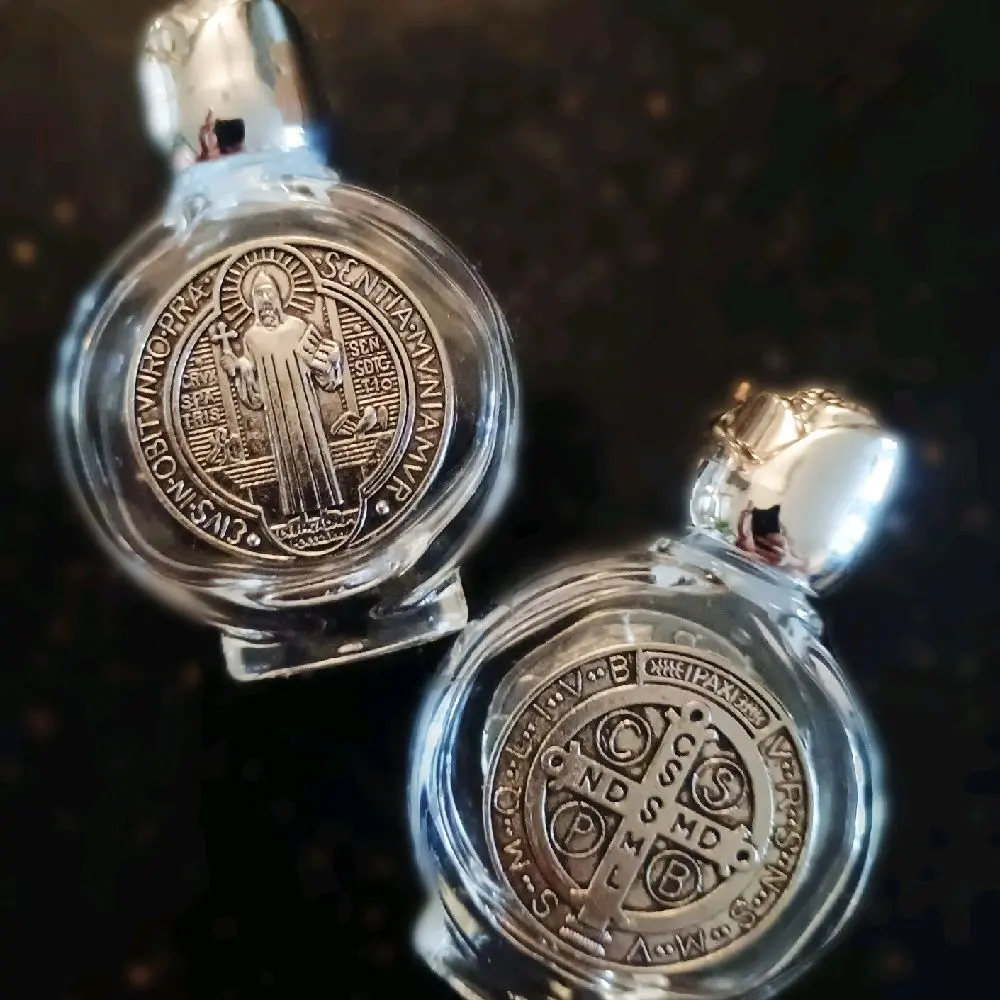 Portable Classic St. Benedict Holy Reusable Glass Water Bottle with Saint Symbol, Crafted with Simplicity and Functionality, for Personal Use to Elevate Your Devotion with Elegance