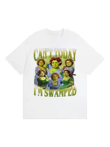 Funny Fiona and Shrek Meme T-shirt, Today's Busy and Humorous Short Sleeved Summer Men's and Women's Fashion Trend, Loose Large High-quality Top, Comfortable and Breathable Round Neck Pullover, Short Sleeved Y2K Street Essential Fit Gift