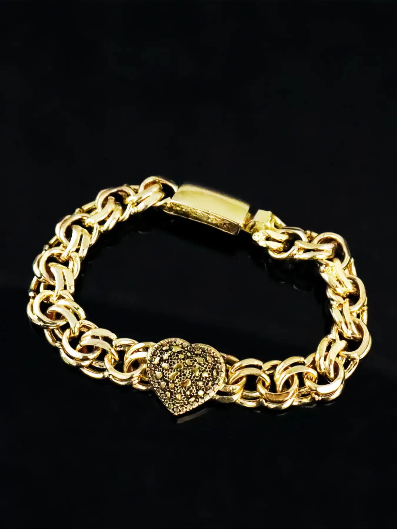 14K Plated 8.0-Inch Unisex Heart Design Chain Bracelet for Party, Exquisite Alloy Material Bracelet for All Seasons, Fashion Wrist Jewelry, Heart Bracelets