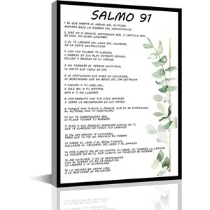 Salmo 91 En Español Para Pared Bible Verse Wall Art Scripture Framed Biblical Psalm 91 Canvas Christian Prayer Room Office Living Room Decor Ready to Hang Poster Artwork Shadow Ornaments Shadow Ornaments Shadow Ornaments Artistic Print