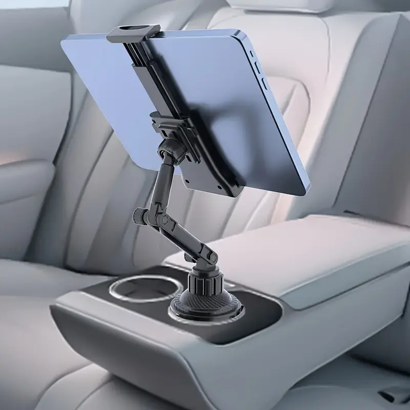 1pc adjustable rotating tablet and smartphone car stand - Heavy-duty waterproof base, suitable for 4-13-inch devices, compatible with iPad Mini/Air/Pro, all mobile phones, ABS material, safe driving, Car accessory, sturdy structure, Car Holder