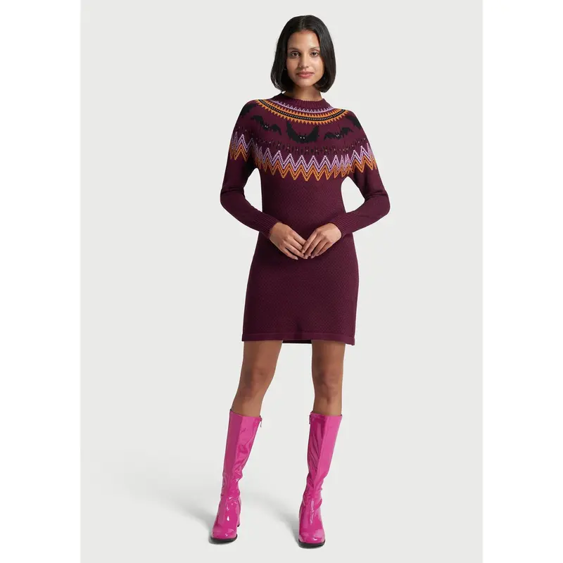 burgundy velvet dress shoes Plus Size Surplice Mini Sweater Dress in Merlot