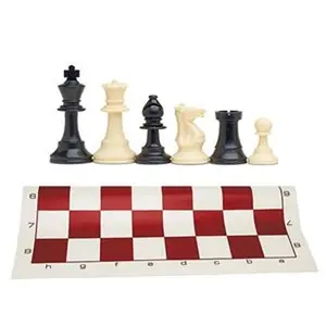 WE Games Best Value Tournament Chess Set - Plastic Staunton Chess Pieces and Roll-Up Vinyl Chess Board