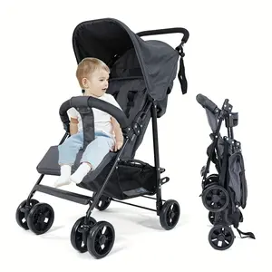 Lightweight Modular Black Single Stroller - Multi-Purpose Baby Stroller Wagon with Multi-Position Recline, Summer Ventilation for Daily Use