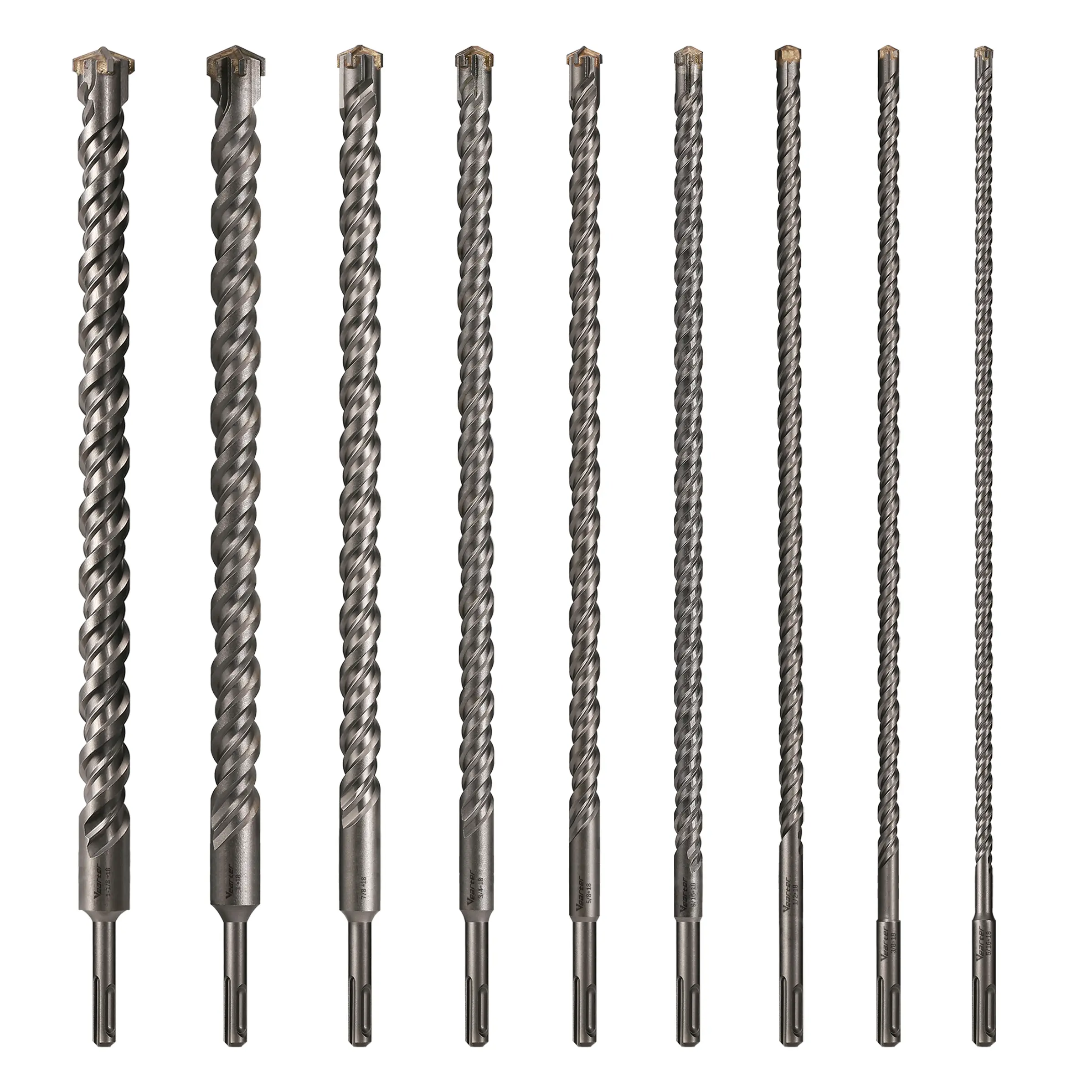 Carbide Tipped Cross Head Drill Bit, SDS PLUS Shank, 1/2''-1'' Size, 18'' Long, Twin Spiral Design, Precision Cutting Tips for Hard Masonry Materials (Concrete, Brick), Carbide Tipped Cross Head Drill Bits