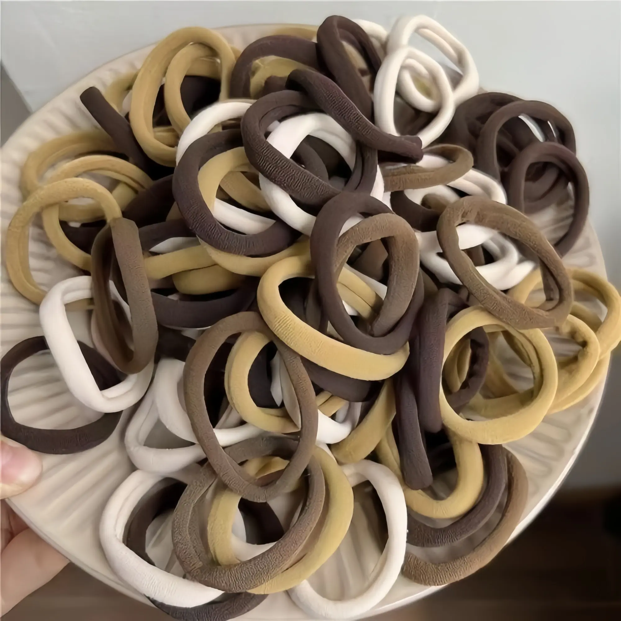 137-Pack Soft Cotton Seamless Hair Ties, High-Stretch No-Snag Hair Elastics, Scrunchie Hairdress Supplies in Gold, Khaki, Taupe for Everyday Use,summerwins Hair Bows