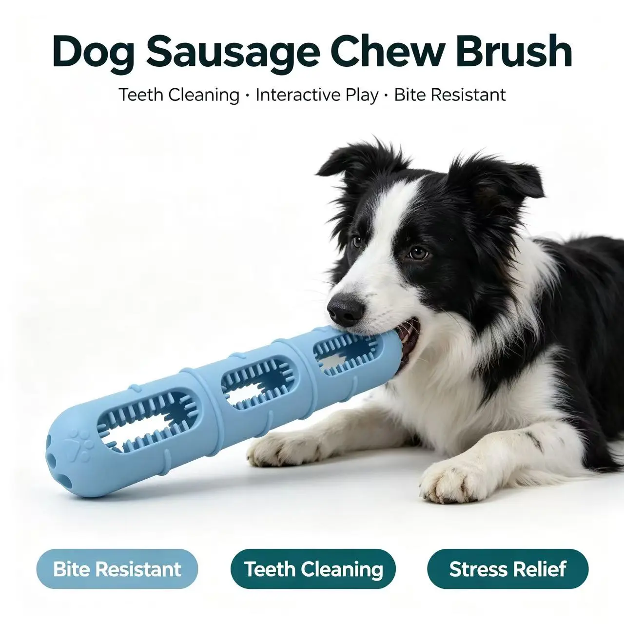Dog Chew Toy - Sausage-Shaped Pet Toy with Delicious Flavor, Durable Design for Chewing Play training interactive Moving interative Interactive Dog Toy Treat Puzzle Toy mode seek small-medium enrichment Activated Dog Ball Motion chewer squeaky breed large