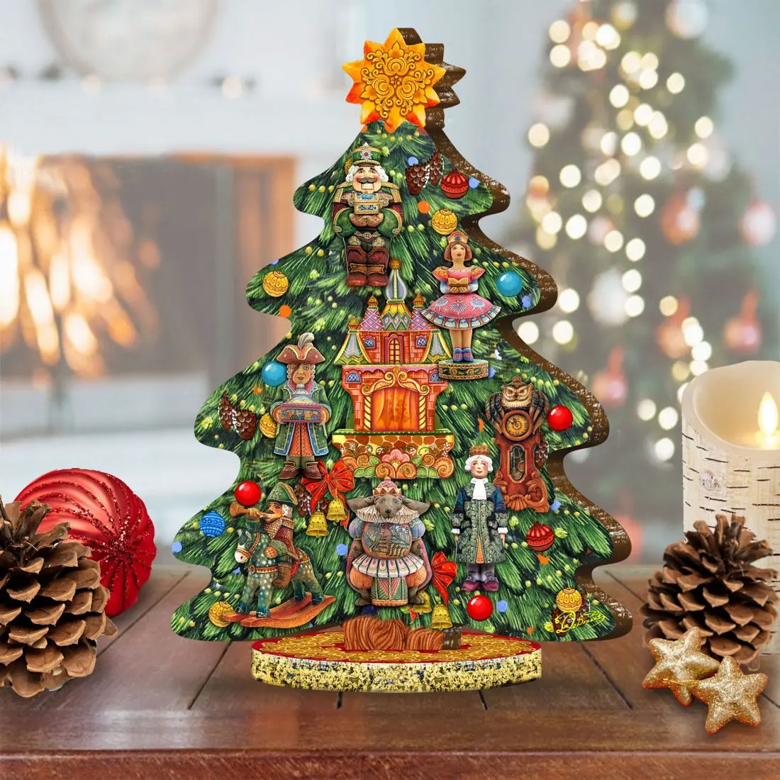 Designocracy 89302 Handmade European Art Solid Birchwood Nutcracker, 17 x 11 x 4 in, Decorative Festive Style Vintage Christmas Decor, Freestanding Tabletop Display, Holiday Gifty Ideas for Adults