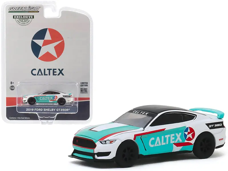Greenlight 30133 Limited Edition 2019 Ford Mustang Shelby GT350R "Caltex" 1:64 Diecast Toy Model Car, Gift for Ages 8+, Collectible for Model Cars & Diecast Toys Enthusiasts, V8 Engine Model Diecast Toys