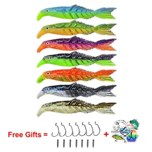 7counts-Minnow Fishing Soft Baits with Clipped tail Free gifts Hooks nail weights random stickers Swimbaits for Bass, Pike,Crappie, Perch lures