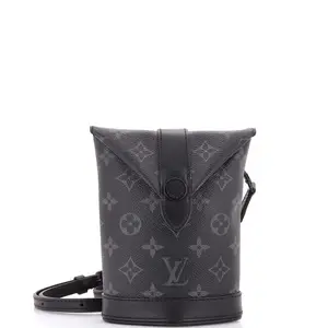 Pre-owned Louis Vuitton Canvas Coated, Leather Shoulder Bags Envelope Pouch Monogram Eclipse Canvas by Rebag