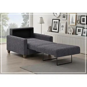 Luonto Nico Fabric Sleeper Chair Sofa With Nest Mechanism and Walnut or Chrome Leg option