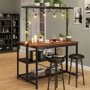 KitchenTable, Bakers Rack, Island Table for Kitchen,3 Tier Microwave Stand Oven Shelf with Storage, Storage Shelf for Kitchen Dining Room Living Room,5 Hooks  43.7*27.9*72