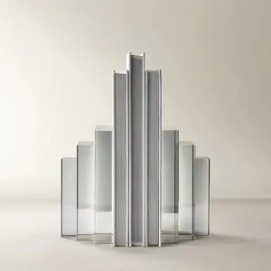 Z Gallerie Lucca Crystal Bookends - Mirrored Graphite Modern Geometric Architectural