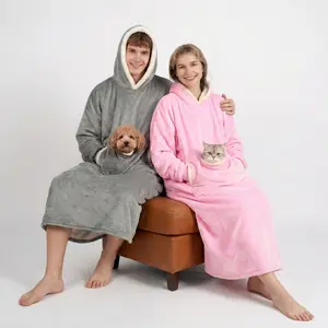 Wearable Blanket Hoodie, Oversized Sherpa Fleece Sweatshirt with Giant Pocket, Birthday Gifts for Women, Warm Christmas Gift for Mom, Wife, or Girlfriend, Fit Long Sleeve