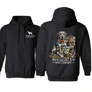 【FathersDayGift】Straight Up Southern Hoodie - Pullover With Hunting Dog And Camo Gear , Outdoor Adventure , Warm Fall And Winter Outfit , Casual Southern Style Hoodie , Hunting Season Apparel , Gift For Dog Lovers And Hunters Classic Menswear Tops