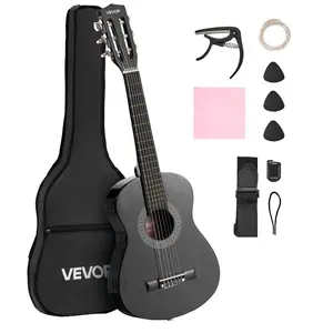 VEVOR Classical Guitar, 30 Inch, Wood Classical Guitar Starter Kit for Beginners, with Nylon Strings, Gig Bag, Strap, Tuner, Extra Strings, Picks, Capo, Basswood, for Kids Girls Boys Students, NaturalVEVOR Super Brand Day