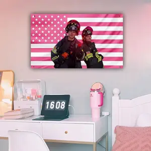 Evan Buckley & Eddie Diaz Pink American Flag, Firefighter Duo Aesthetic Pink American Flag, Hot Guy Wall Tapestry, Trendy Frat & Dorm Room Decor Gift