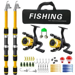 fishing rod & reel set, 1 set telescopic fishing rod & reel combo with carrier bag, fishing gear, outdoor fishing accessories, fishing lures kit