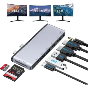 Surface  12 Docking Station - 8-in-1 Triple Display USB Hub with  4K HDMI, Thunderbolt 4 (4K@60Hz, 40Gbps, 100W PD), 2 USB 3.0, SD/TF, Audio for Surface  12 Accessories