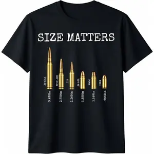 NEW LIMITED Size Matters Ammo Lover Bullets Caliber Funny T-Shirt Size S-5XL
