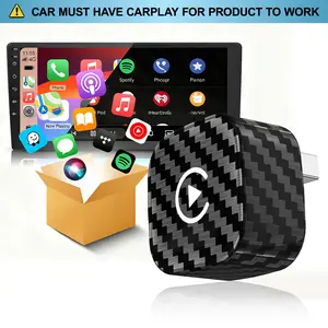 【SpringGlowUp】Yurnlv 2026 New Mini Wireless CarPlay Adapter for iPhone/Android, 2-in-1, supports Apple CarPlay and Android Auto, converts wired connection to wireless connection, plug and play, quick connection, hands-free kit (carbon fiber).