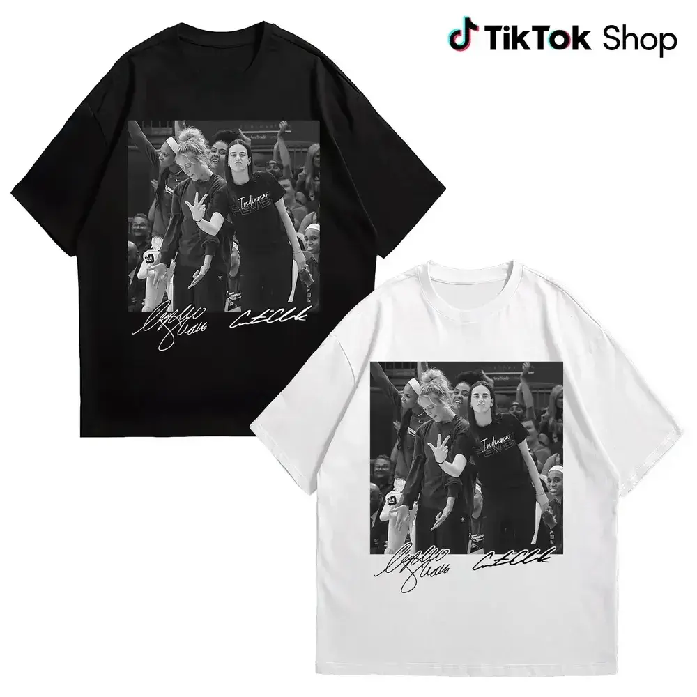 Caitlin Clark and Sophie Cunningham unisex T-shirt, sand color, Cunningham 8 Indiana basketball tee, for basketball fans and lovers, 100% cotton, classic fit, all seasons, TikTok Shop