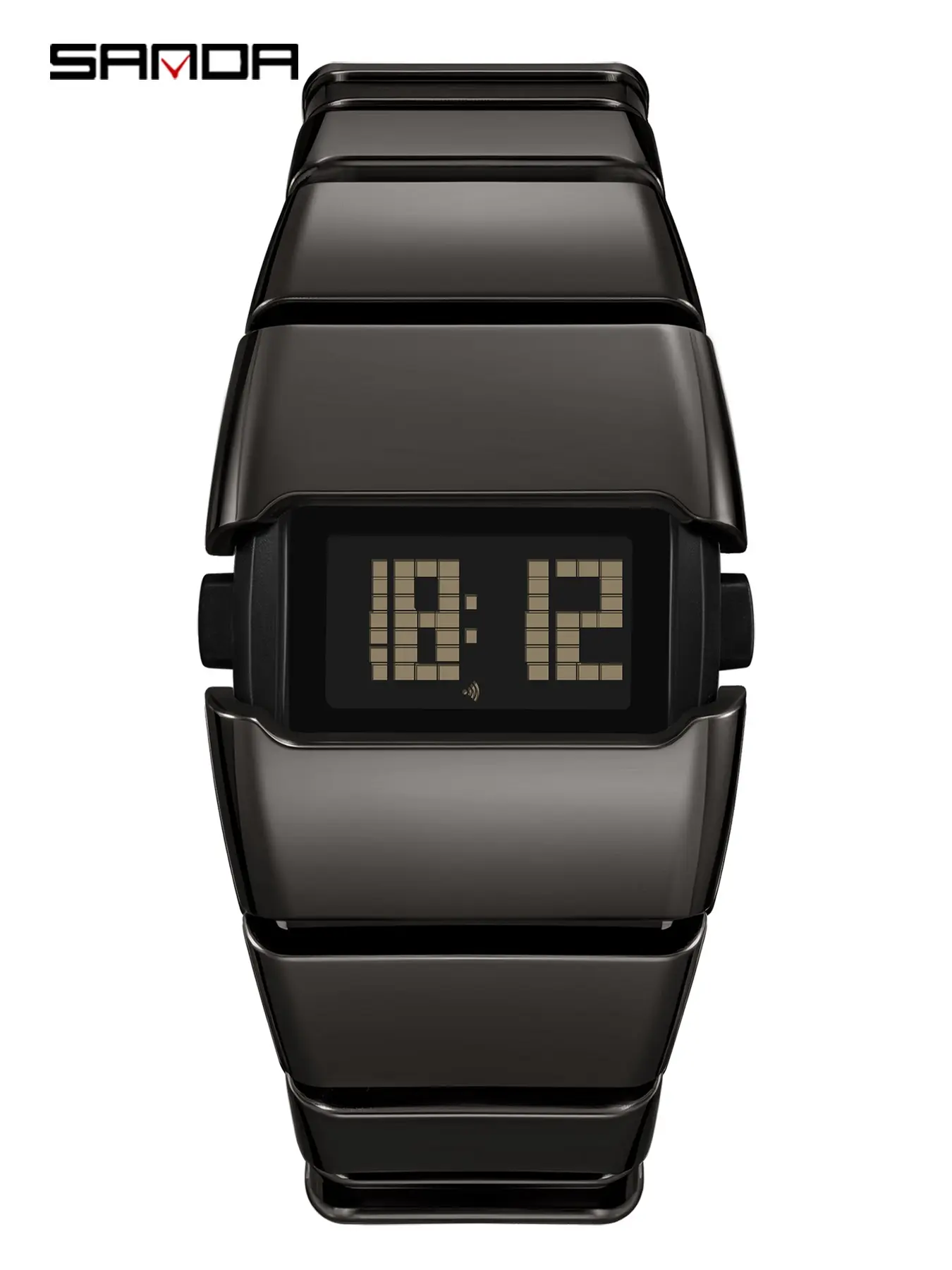 Sanda Retro Men's Watch, Unique Trendy Tech Style Y2K Electronic Watch, Sleep Tracking Student Watch, Fashionable Timepiece, Quartz Digital Watch, Digital Wristwatch, Casual Trendy Wristwatch, Fashionable Watches