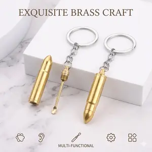 Premium Brass Bullet Keychain Tool – Discreet Portable Spoon & Storage Accessory for Everyday Carry, Durable EDC Keyring with Satisfying Mechanical Feel, Sleek & Minimalist Design for Travel and Daily Use – Reliable Quality