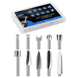 10 count  Carving Drill Bits Set for Dremel Router and Rotary Tool Engraving Bits, 1/8 Inch Shank for Dremel Tool Accessories Attachments,  Sculpture for Woodworking Carving Shaping Grinding