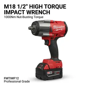 Milwaukee M18 FMTIWF12 18V 1/2 Inch  Wrench 1000Nm Heavy Duty Bolt Removal Tool Cordless High-Torque Impact Drill Kit Nailer Lithium Multi-Purpose Set task repair rapid charger 4-mode drive control diy brushless