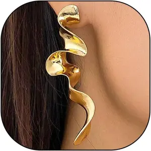 Gold & Silver Geometric Drop Dangle Earrings for Women, Irregular Abstract Statement Earrings, Boho Long Jewelry Gift