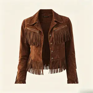 Women's Western Style Bohemian Fringe Faux Suede Jacket