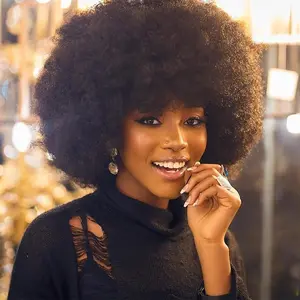 Afro Wigs for Women 14Inch Kinky Curly Wig 70s 80s Synthetic Bouncy Huge Fluffy Puff Wigs Premium Synthetic Big Hair for Disco Cosplay Party and Daily Use Dark Brown Fit Fashionable protective hairstyle