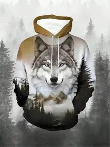 Animal Wolf graphic Men's Fashion 3D Print Outdoor Hoodie Streetwear Hoodies Hooded Front Pocket Designer Hoodie Sweatshirt