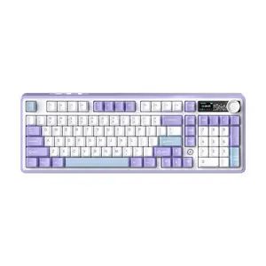 AJAZZ AK980 96% USB-C/BT5.0/2.4GHz Wireless Gaming Keyboard with 1.14" TFT Screen, Hot-Swappable Cream Mechanical Keyboard with FR4 Board, Knob, RGB for Win/Mac Gift V2 Switch 8000mah