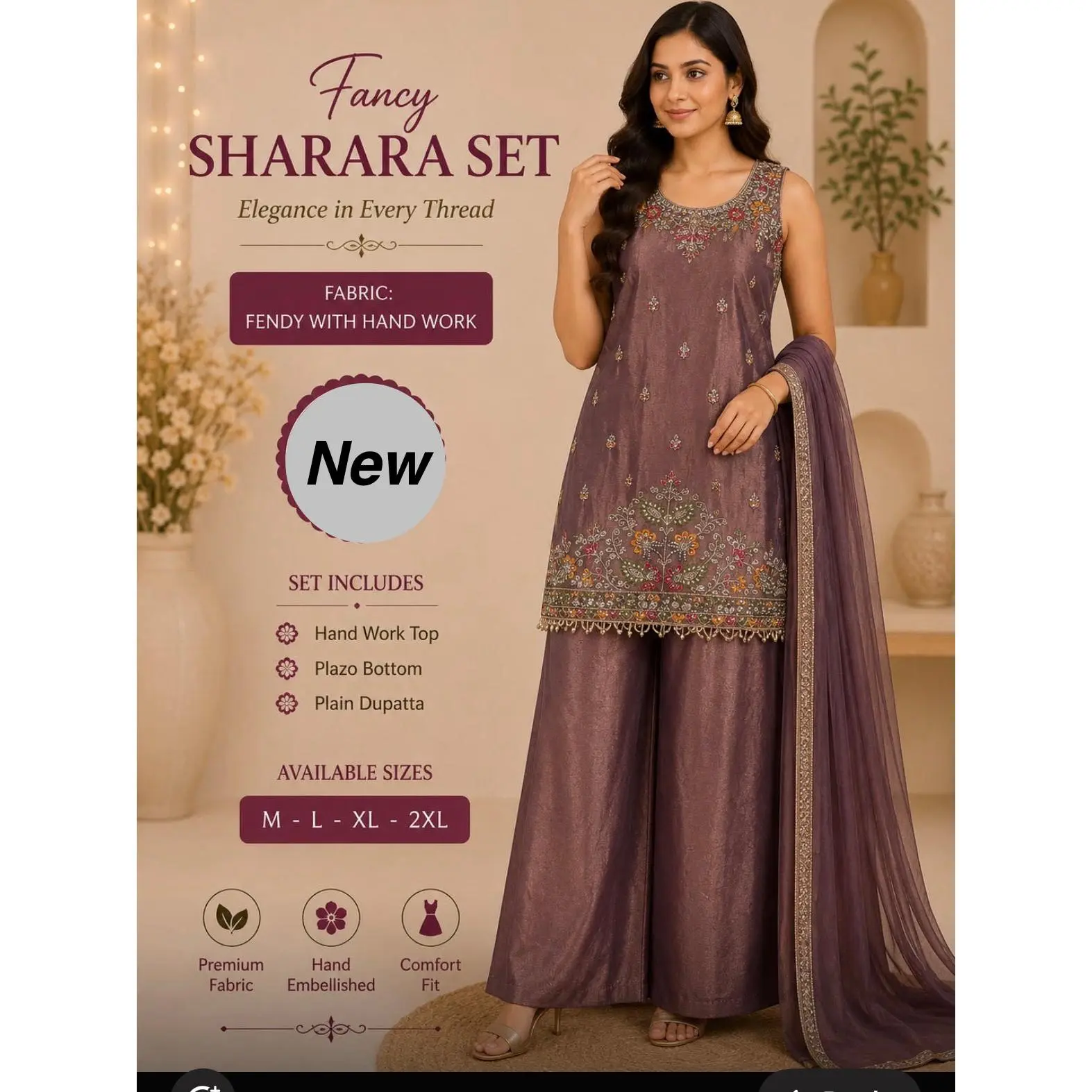 Fancy Sharara Set With Handwork