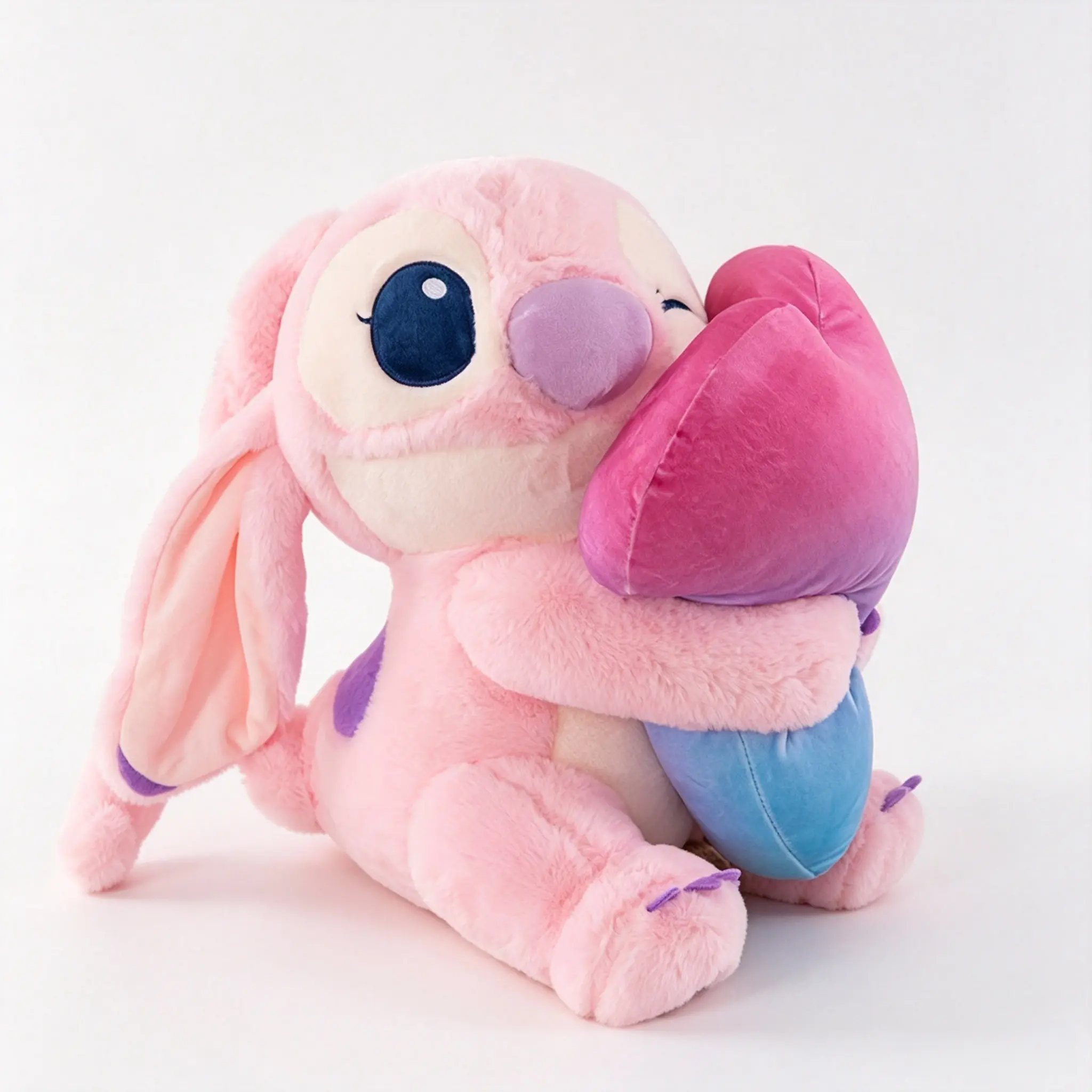 Disney Stitch Angel 12 Inch Plush With Heart Pink Soft Stuffed Animal Holding Love Heart For Couples And Kids Gift
