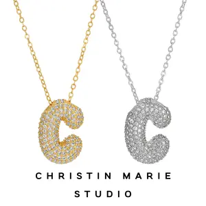 Icy Bubble Letter Initial Necklace