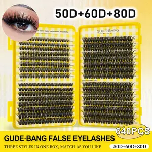 640 Dense False Eyelash Bundles, Large Capacity Lash Box (50D+60D+80D), Curled Lash Extensions, 8-16mm, Ideal for Beginners, Beginner Friendly Lashes