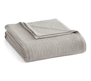 Martha Stewart Bedford Tile Grey Cotton Twin Blanket