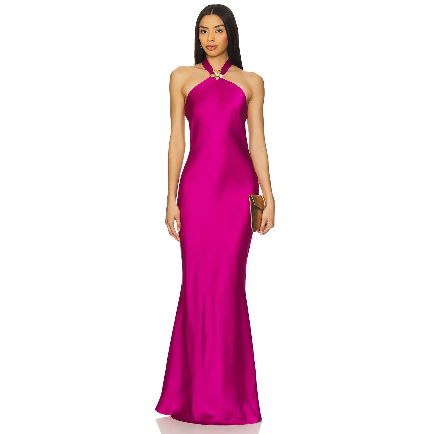 v neck maxi dress floral Women's Rosewood Romance Ivory Multi Floral Flutter Sleeve Maxi Dress | Size: L