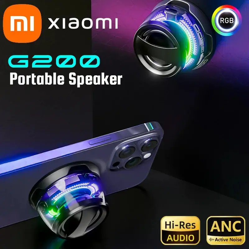 Xiaomi G200 Portable Bluetooth Speaker RGB Lighting Magnetic Speaker BT5.3 Mini Sound Box 7 Hours Playback Phone Holder