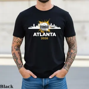 Atlanta 2026 Soccer T-Shirt, Black ATL Skyline Football Fan Tee, Gold Splatter Georgia Tournament Shirt,United Soccer Gift for Fans Souvenir