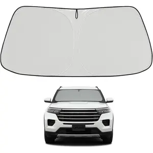 Proadsy 2026 Upgrade Windshield Sun Shade Custom Fit Ford Explorer 2020-2025 2026 4-Layer Foldable Front Sunshade Protector Sun Visor Blocks UV Rays Keep Car Cooler
